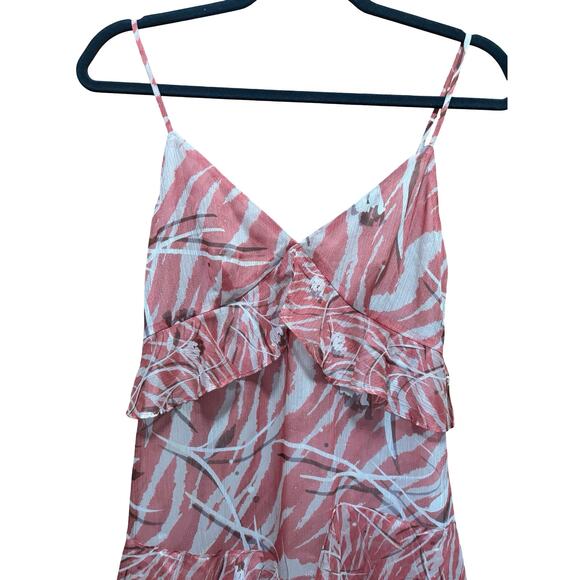 ALLSAINTS Enya Kazuno Pink Floral Ruffle Tiered Mini Dress- Size 4 - Picture 6 of 7